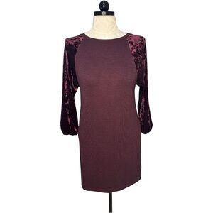 GAP Shift Dress With a velvet 3/4 Sleeves Burgundy Size XS
